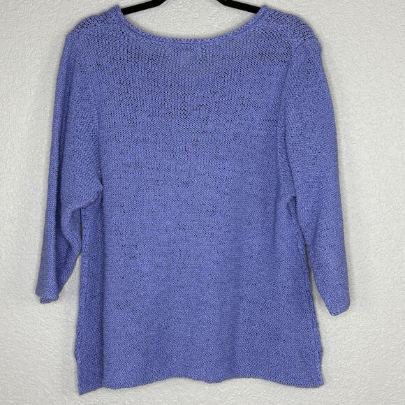Habitat Tunic Sweater XL Open Knit 3/4 Sleeve Artsy Lagenlook Periwinkle - Picture 2 of 5
